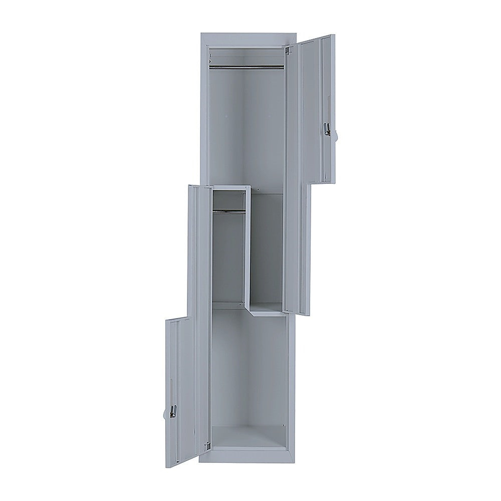 Grey Two-Door L-shaped Office Gym Shed Storage Lockers