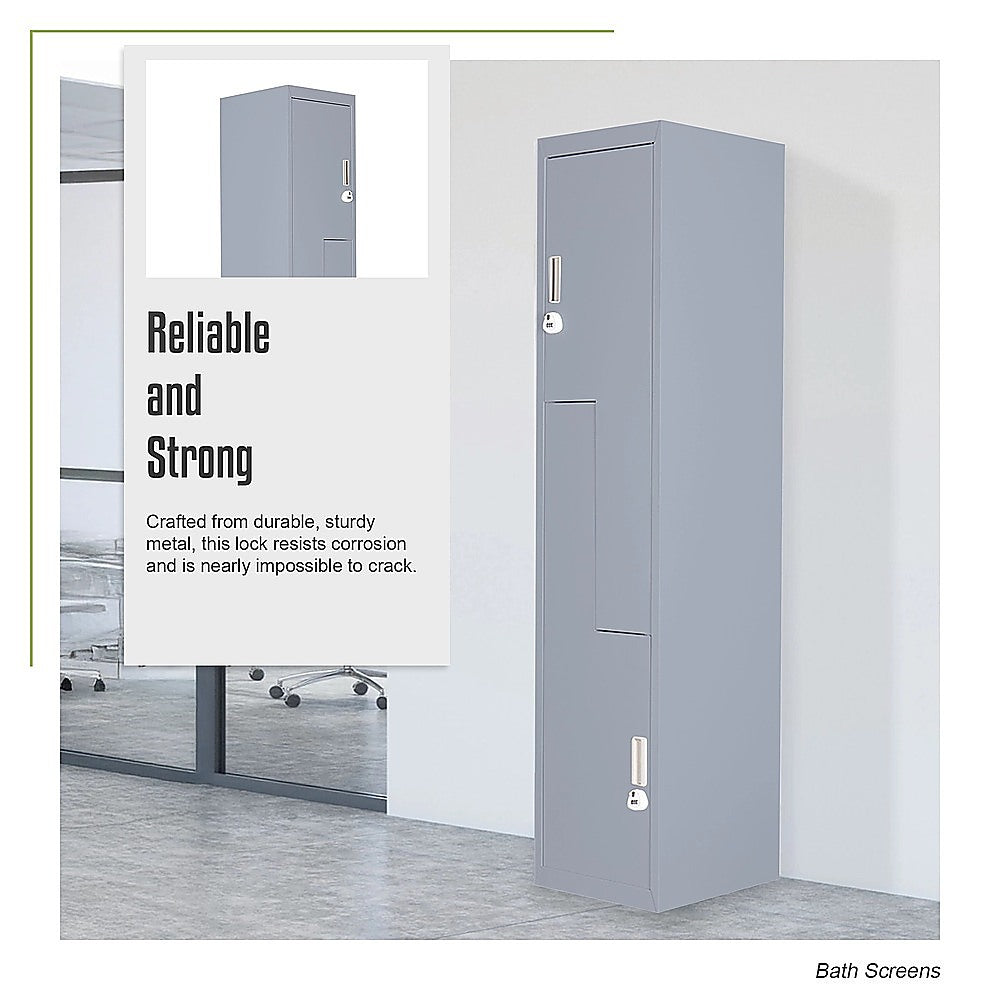 Grey Two-Door L-shaped Office Gym Shed Storage Lockers