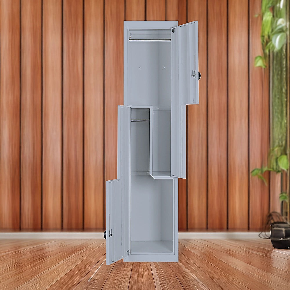 Grey Two-Door L-shaped Office Gym Shed Storage Lockers