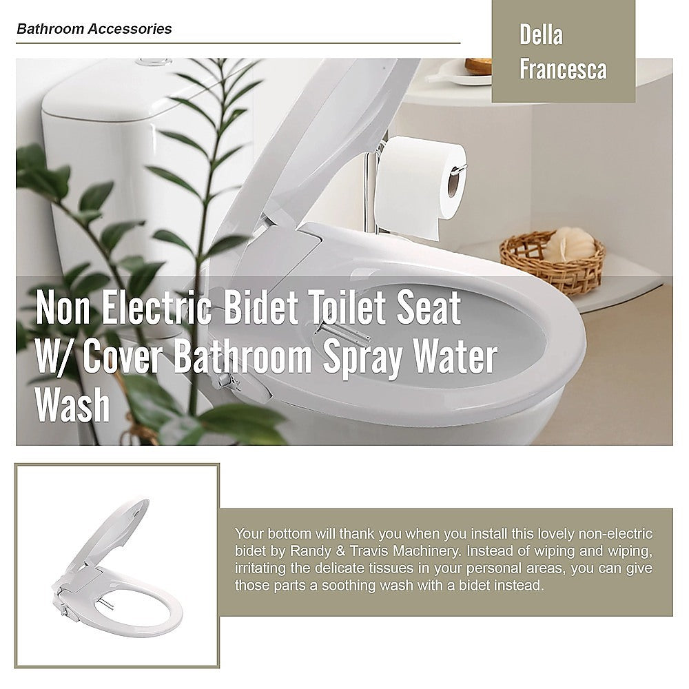 Non Electric Bidet Toilet Seat W/ Cover Bathroom Spray Water Wash