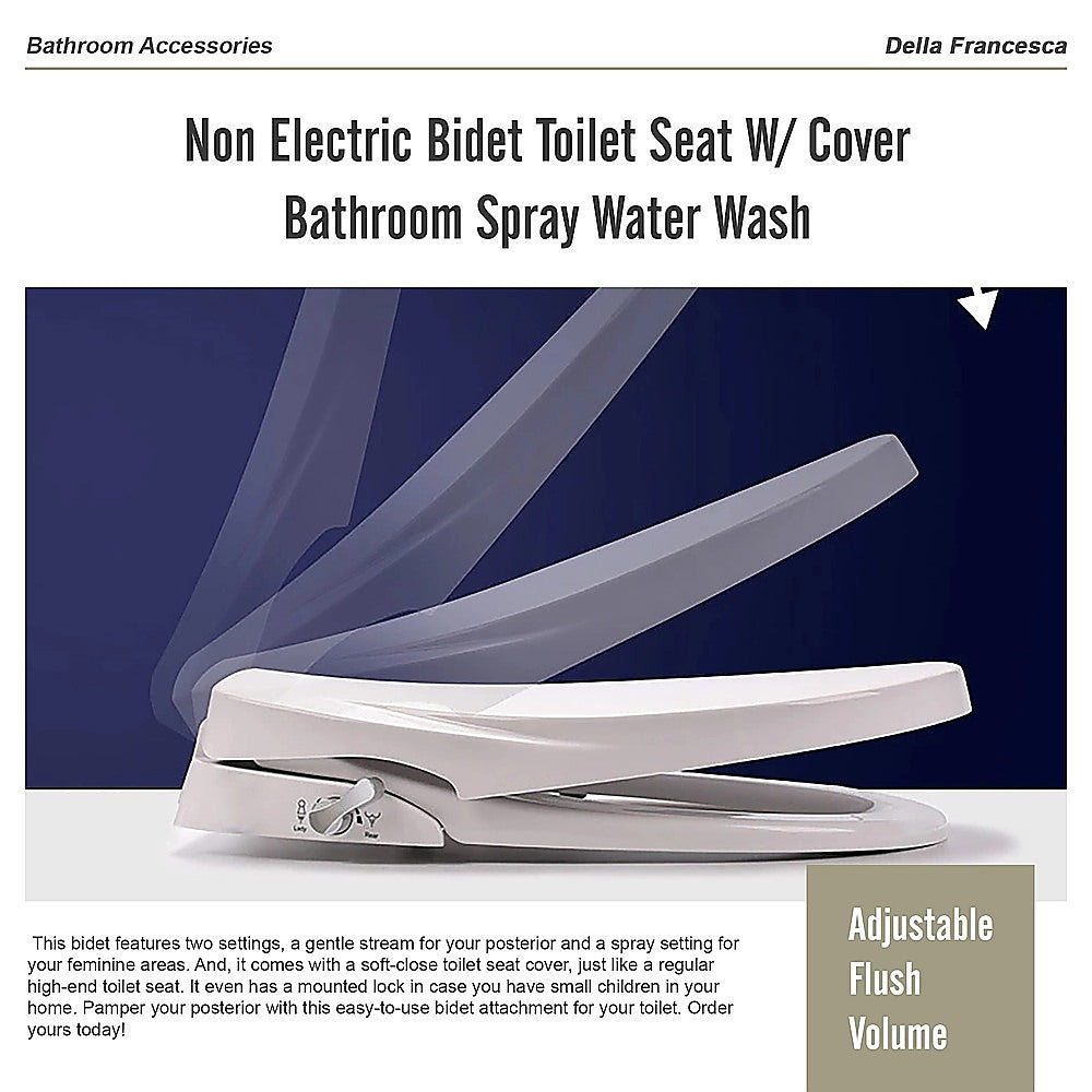 Non Electric Bidet Toilet Seat W/ Cover Bathroom Spray Water Wash