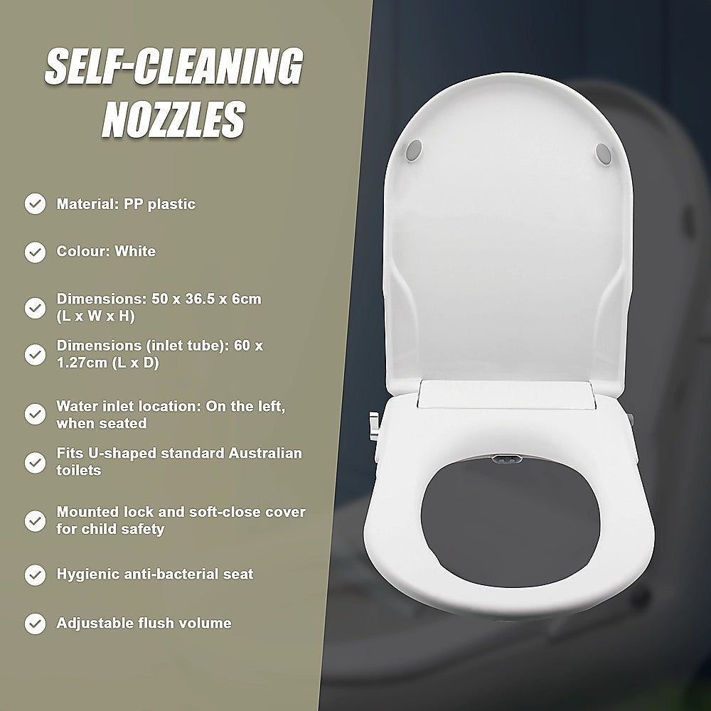 Non Electric Bidet Toilet Seat W/ Cover Bathroom Spray Water Wash