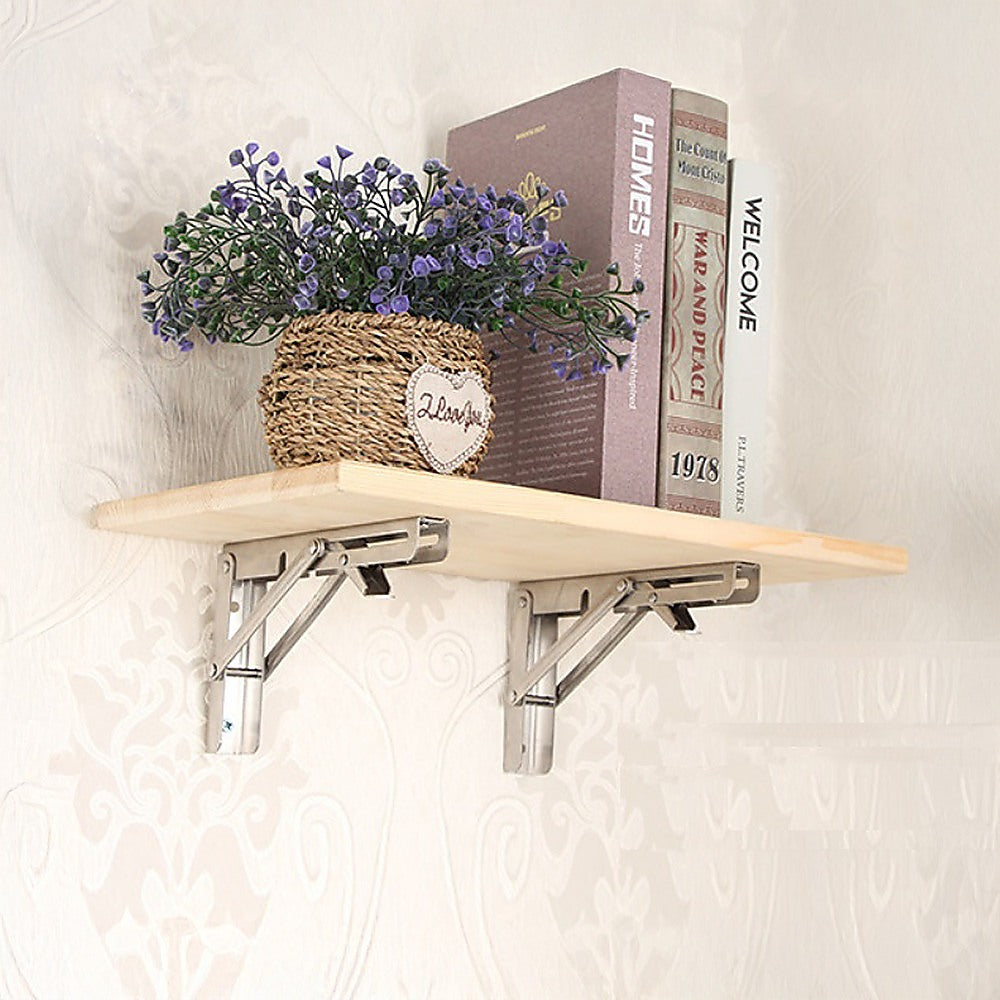 2x 10 Stainless Steel Folding Table Bracket Shelf Bench 50kg Load Heavy Duty