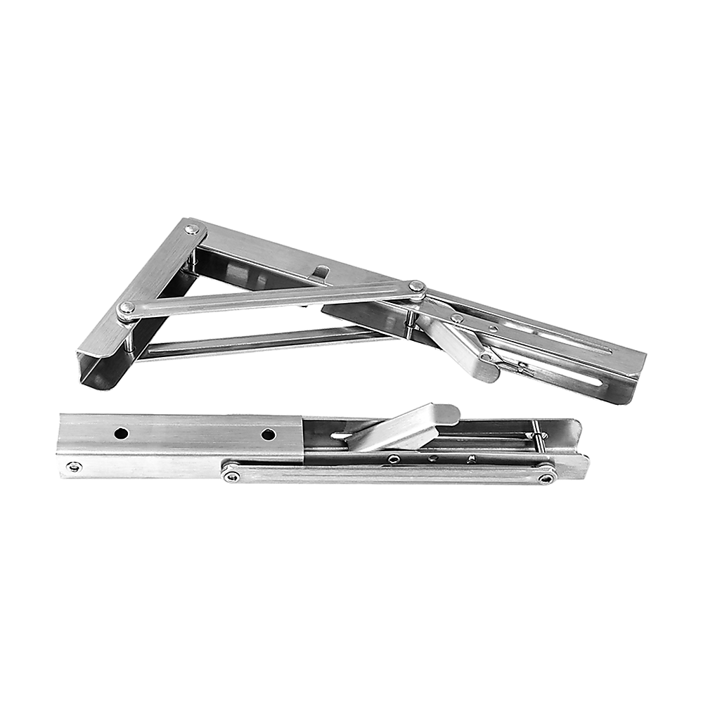 2x 10 Stainless Steel Folding Table Bracket Shelf Bench 50kg Load Heavy Duty