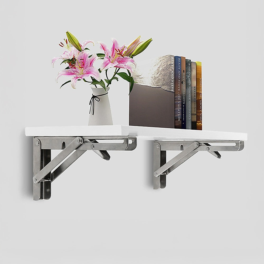 2x 20 Stainless Steel Folding Table Bracket Shelf Bench 50kg Load Heavy Duty