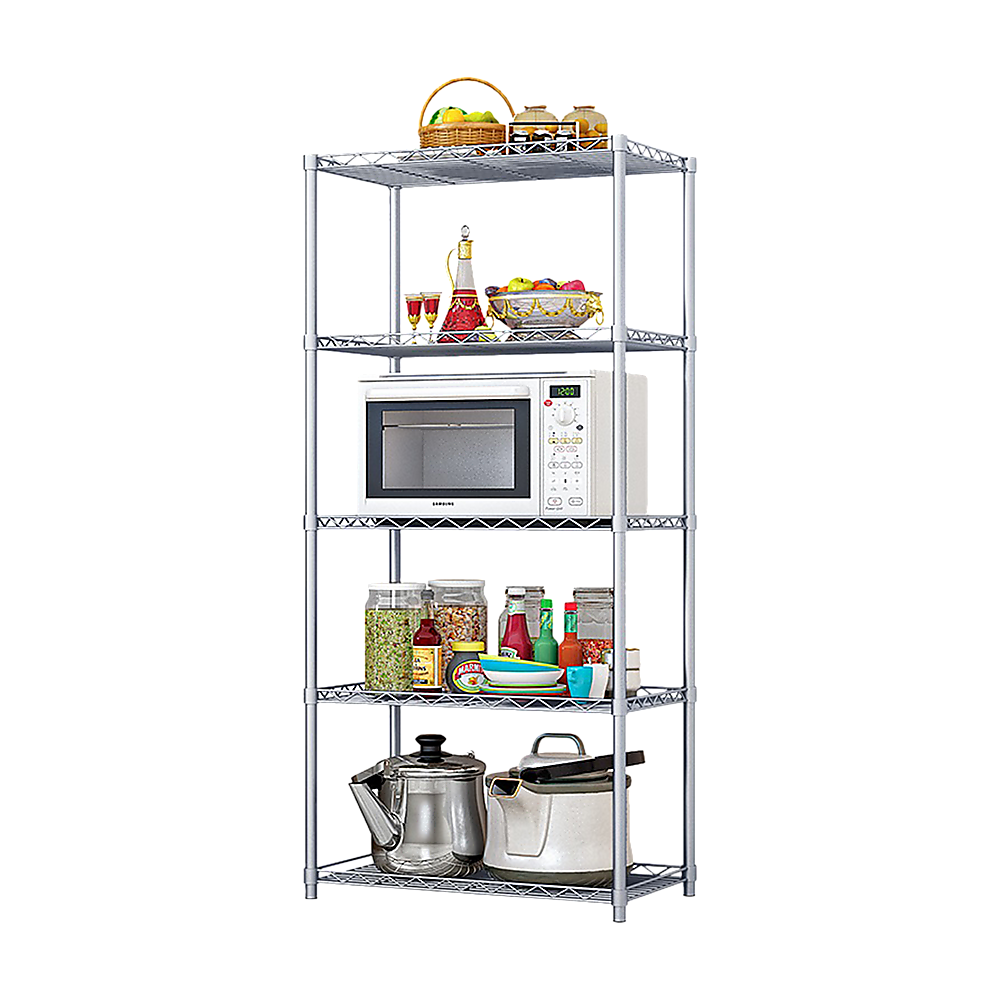 5 Tier Silver Metal Storage Rack Shelving Wire Shelf