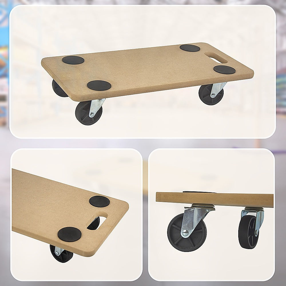 200kg Heavy Duty Hand Dolly Furniture Wooden Trolley Cart Moving Platform Mover