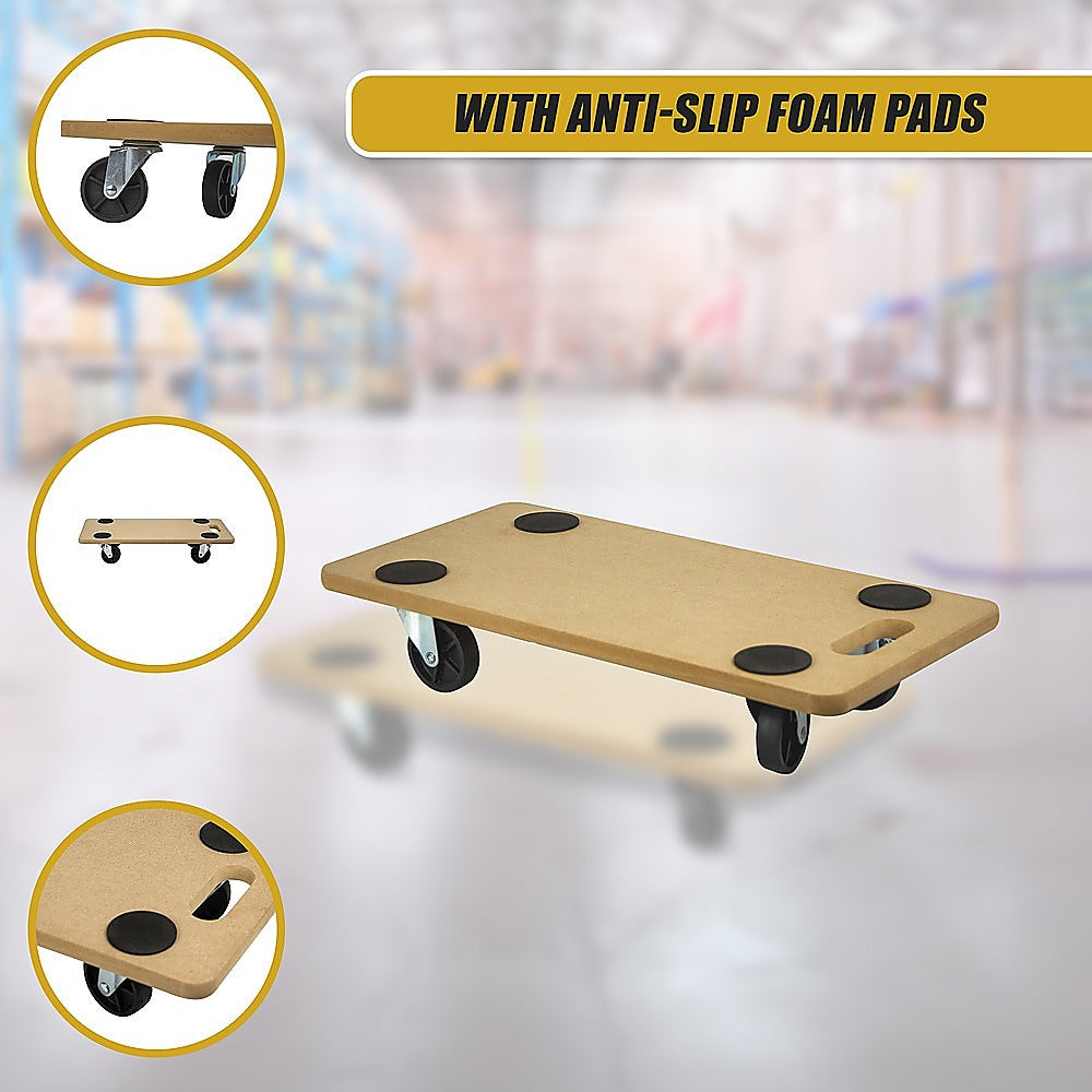 200kg Heavy Duty Hand Dolly Furniture Wooden Trolley Cart Moving Platform Mover