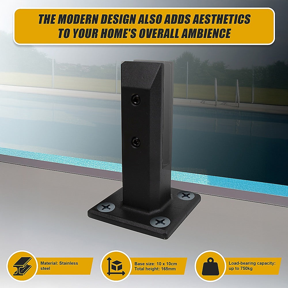 Balustrade Black Glass Clamp 304 Stainless Spigot Pool Fencing Fence