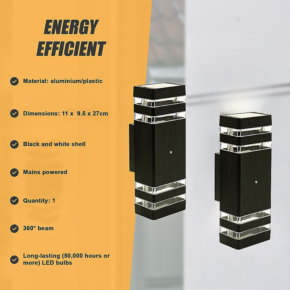 Modern 12 LED Up Down Wall Light dual Lamp Fixtures Outdoor Dusk to Dawn Sensor