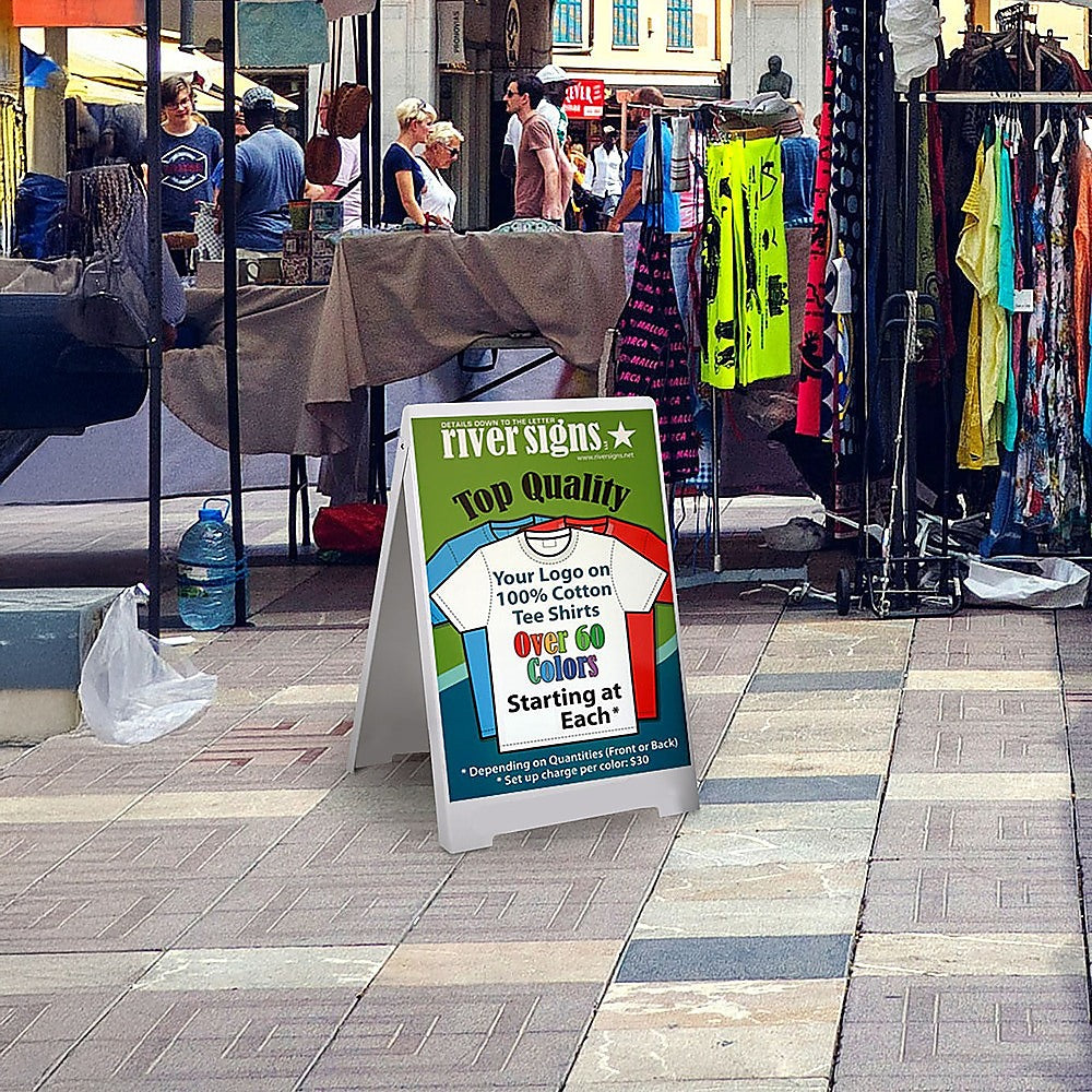 Double Side Sidewalk A-frame Sign Sandwich Board holds Graphic Plastic Panels
