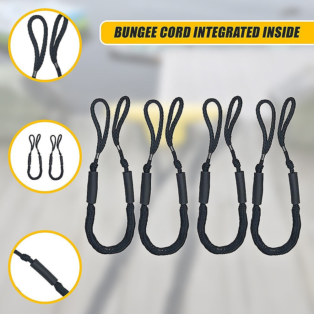 4 Pack Marine Bungee Dock Line Boat Mooring Rope Anchor Cord Stretch