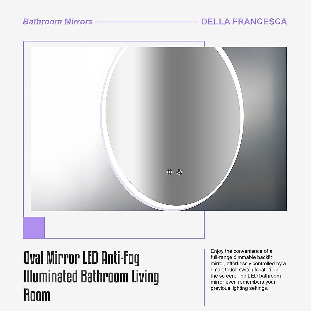 Oval Mirror LED Anti-Fog Illuminated Bathroom Living Room