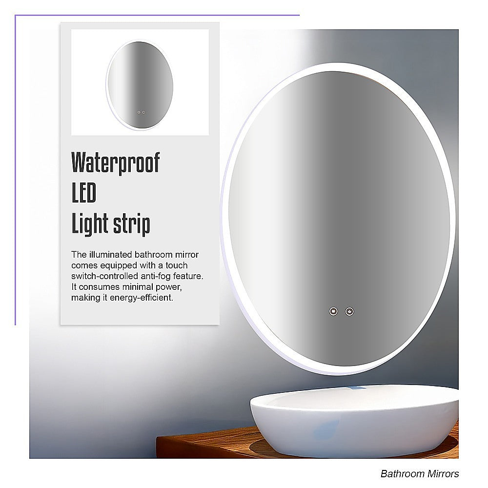 Oval Mirror LED Anti-Fog Illuminated Bathroom Living Room