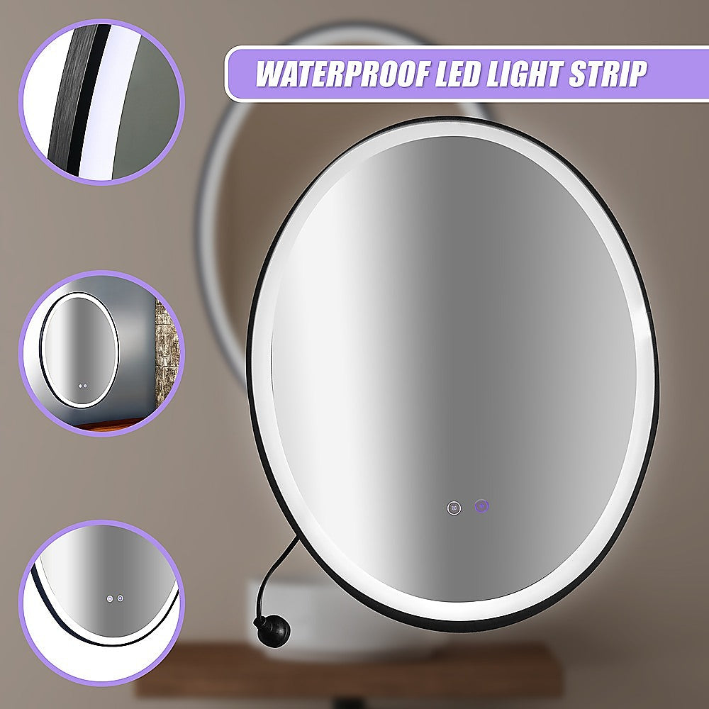 Oval Mirror LED Anti-Fog Illuminated Bathroom Living Room
