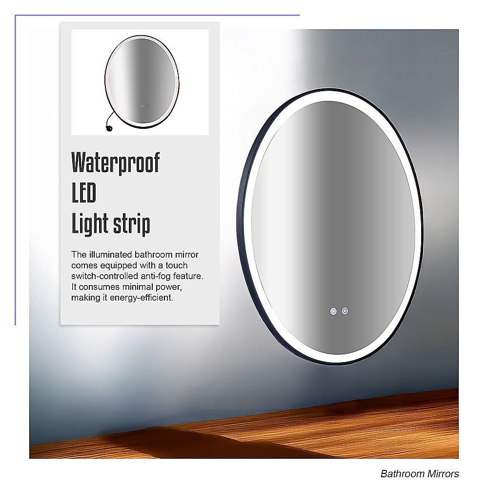 Oval Mirror LED Anti-Fog Illuminated Bathroom Living Room