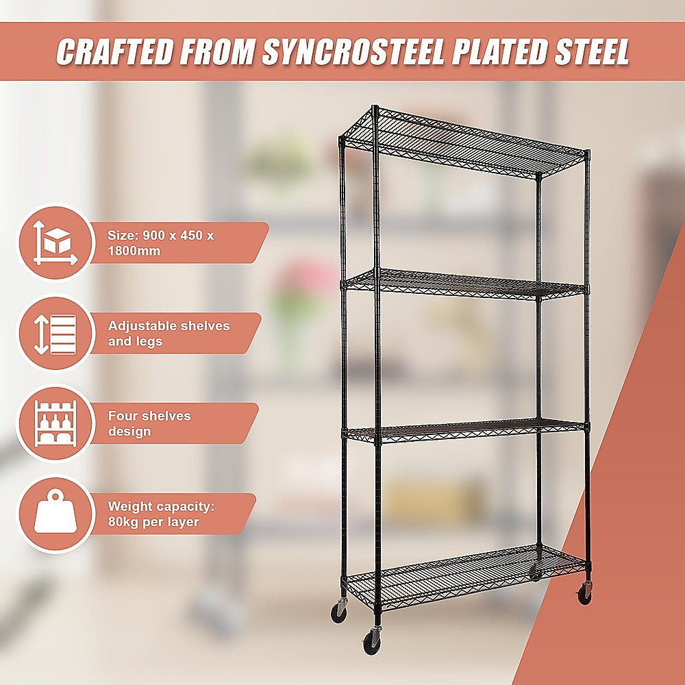 Modular Wire Storage Shelf 900 x 450 x 1800mm Steel Shelving