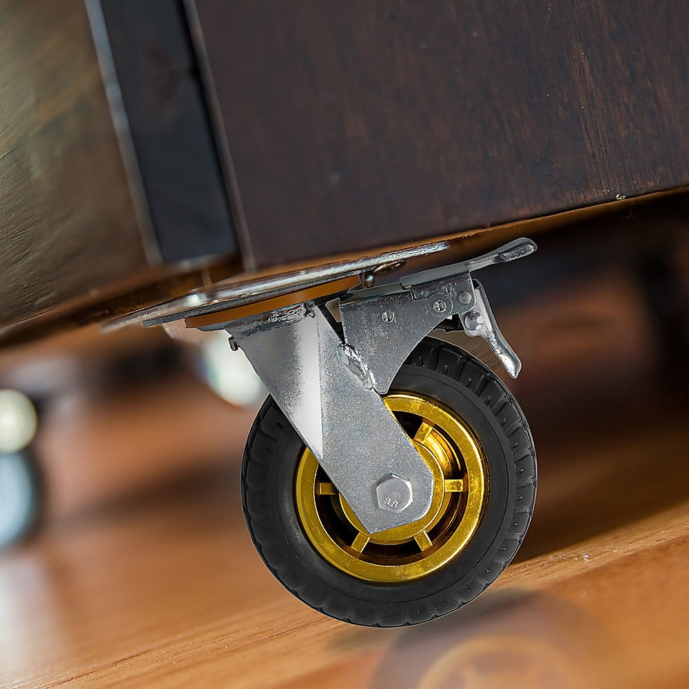 Castor Wheels 4 x 6 150mm Swivel Silent Caster 2 Brakes 800KG