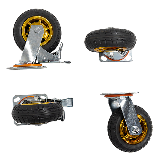 Castor Wheels 4 x 6 150mm Swivel Silent Caster 2 Brakes 800KG