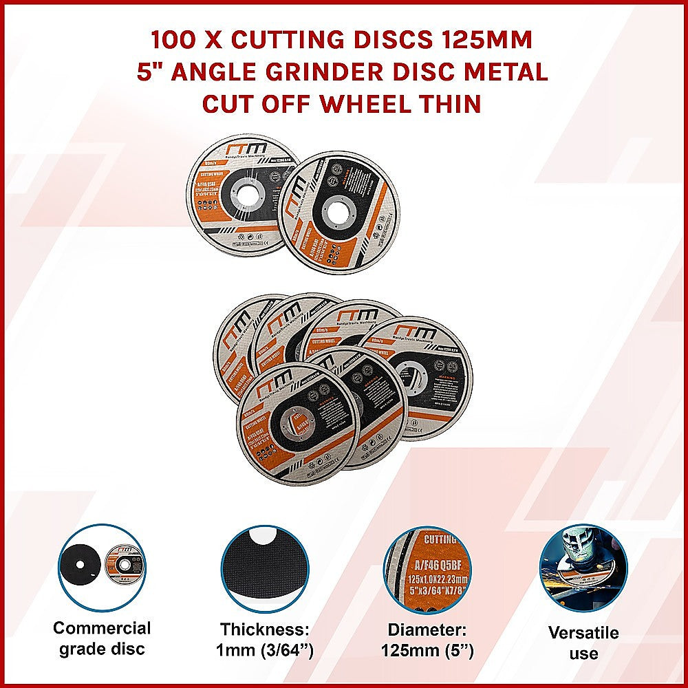 100 x Cutting Discs 125mm 5 Angle Grinder Disc Metal Cut Off Wheel Thin