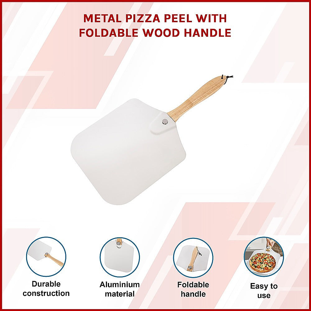 Metal Pizza Peel with Foldable Wood Handle