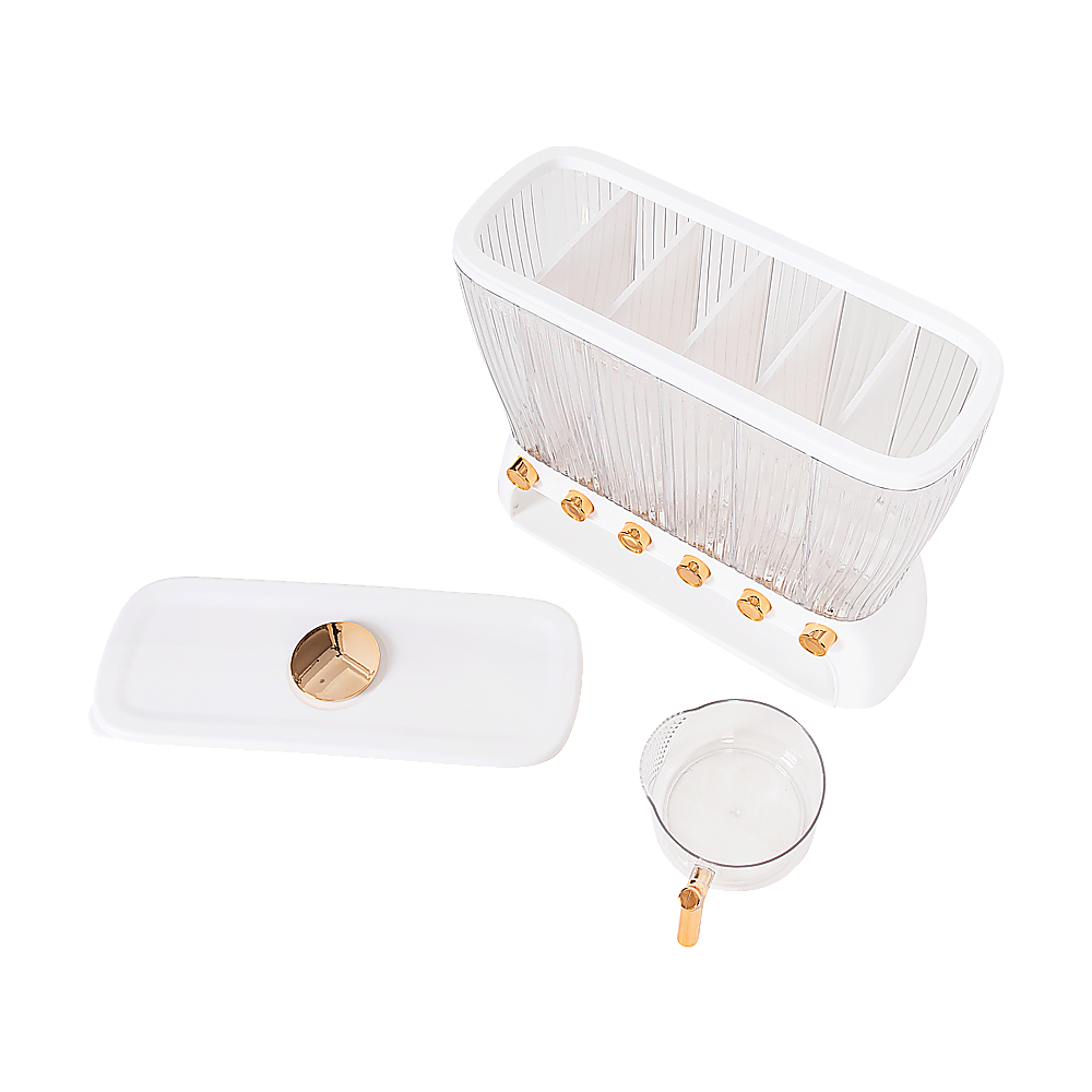 6 Grids Dispenser Storage Container Rice Cereal Beans Grain