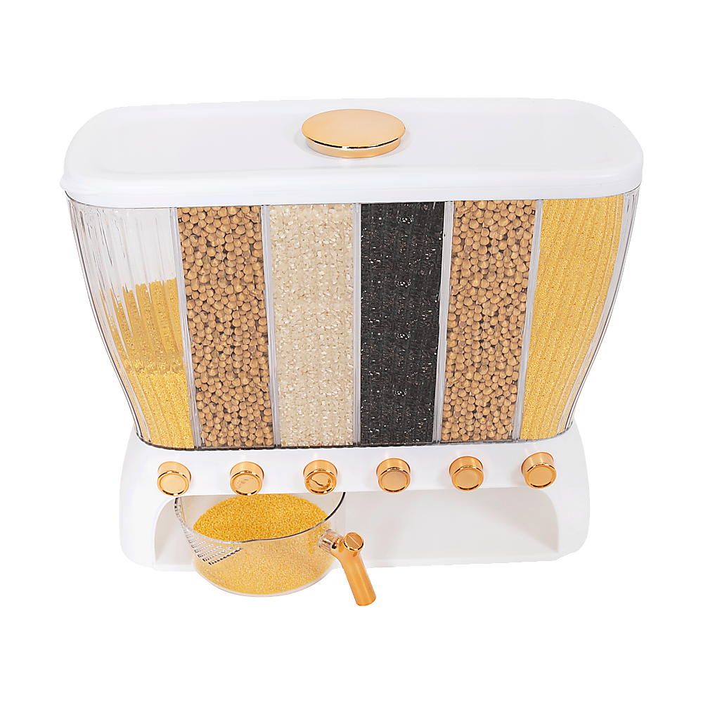 6 Grids Dispenser Storage Container Rice Cereal Beans Grain
