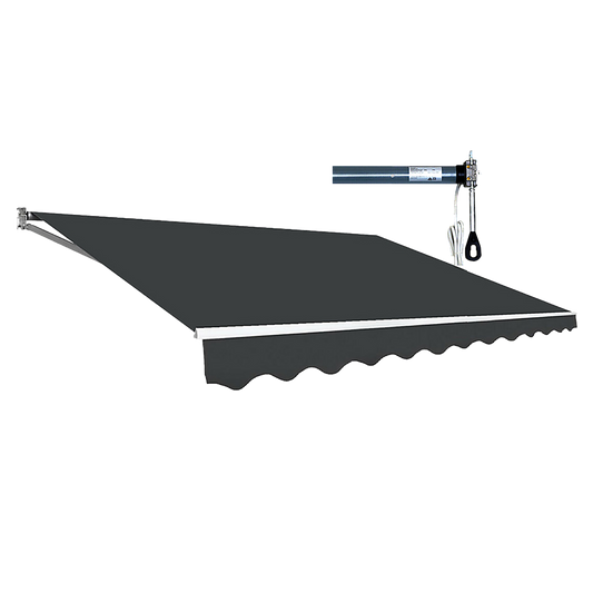 Motorised Outdoor Folding Arm Awning Retractable Sunshade Canopy Grey 4.0m x 2.5m