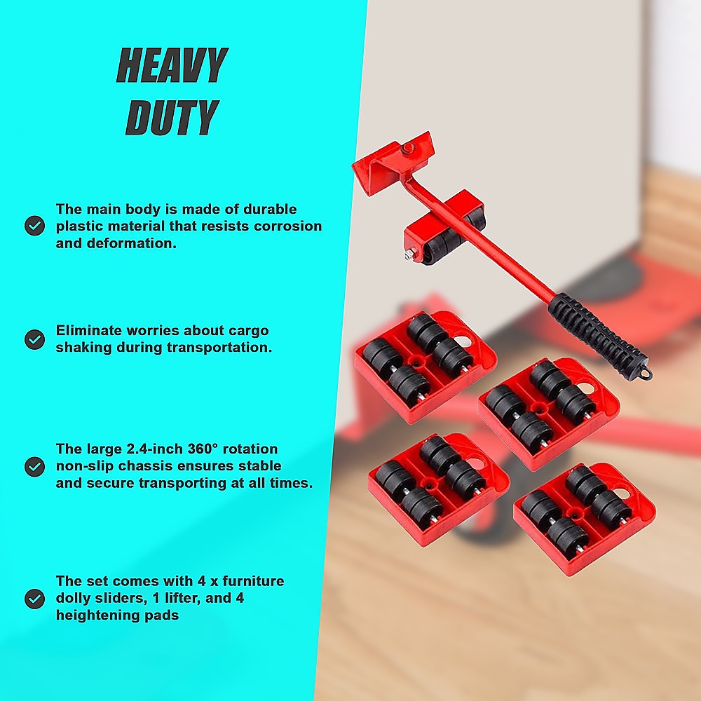 4 X All-purpose Dolly Plastic Heavy Duty Furniture Mover Slider Set
