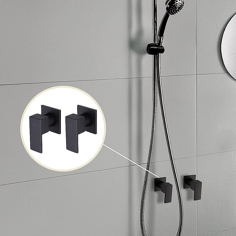 Bathroom Shower Bath Hot and Cold Square Mixer WATERMARK Certified in Black