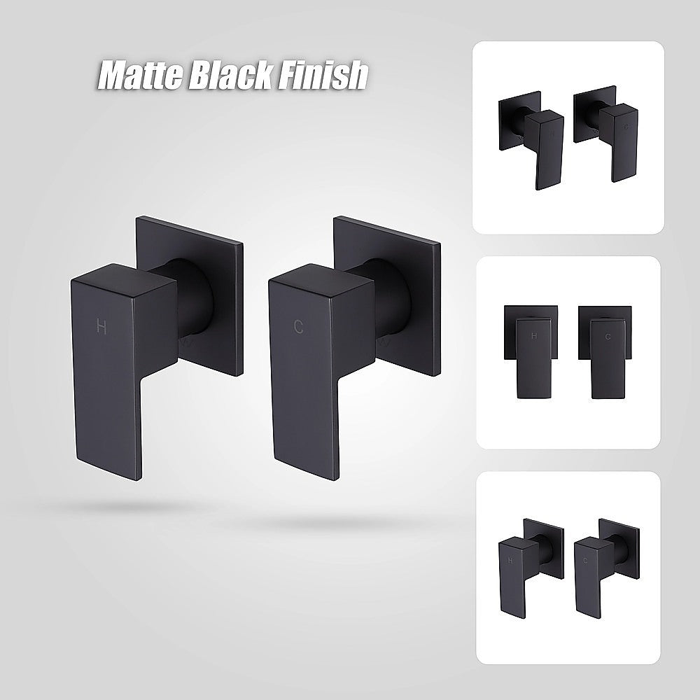 Bathroom Shower Bath Hot and Cold Square Mixer WATERMARK Certified in Black