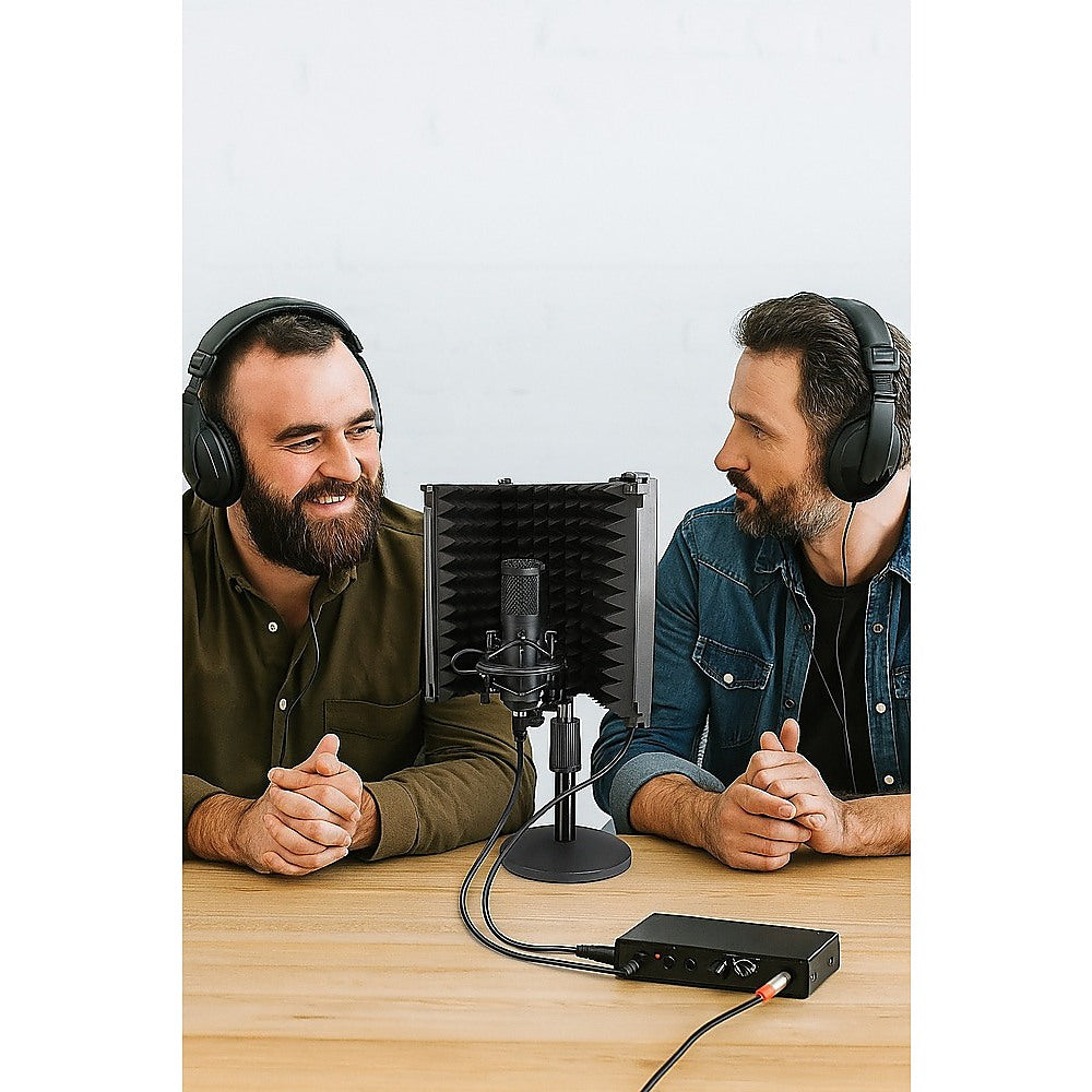 3 Panels Microphone Isolation Shield Mic Sound Absorbing Foam Reflector