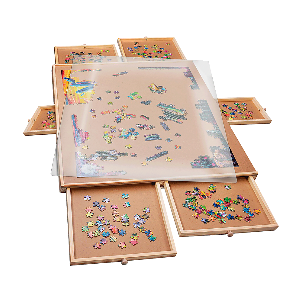 1500 Piece Rotating Wooden Jigsaw Puzzle Table 6 Drawers Board