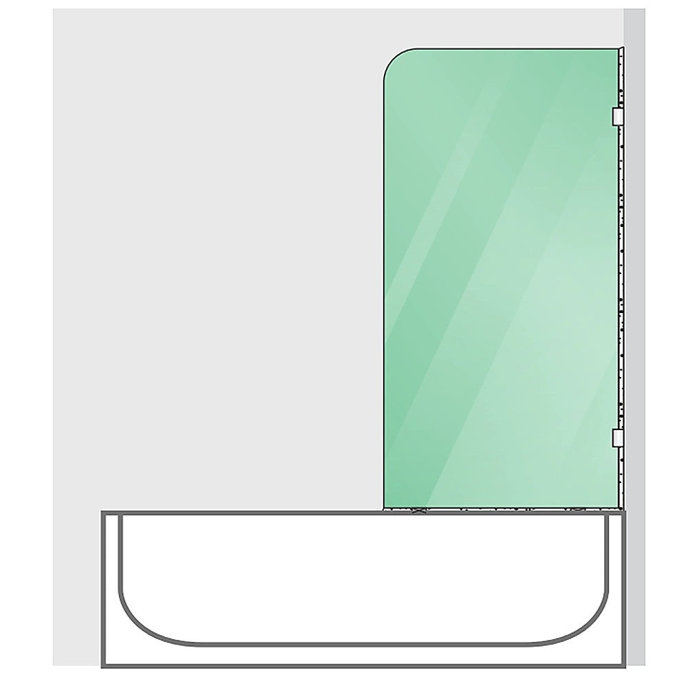 70cm Frameless Glass Bath Screen with Brackets - Black