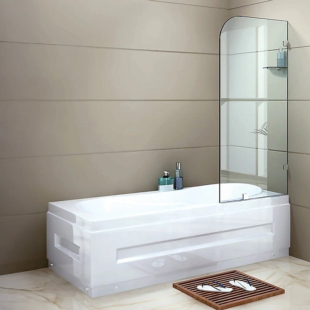 70cm Frameless Glass Bath Screen with Brackets - White