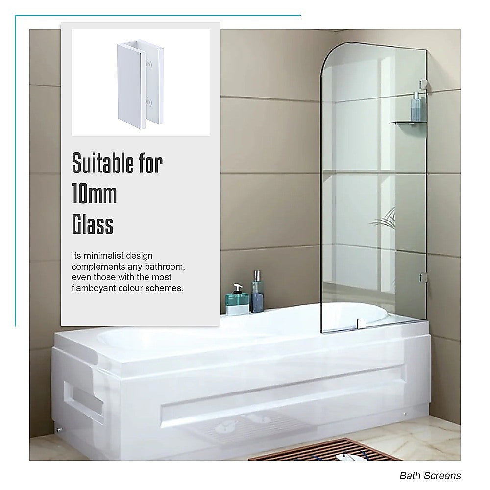 70cm Frameless Glass Bath Screen with Brackets - White