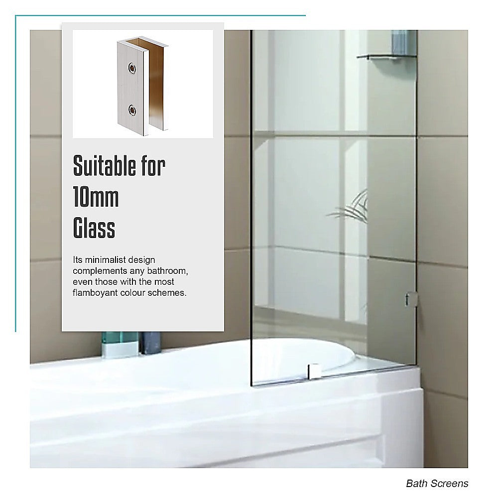70cm Frameless Glass Bath Screen with Brackets - Nickel