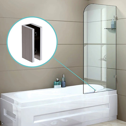 70cm Frameless Glass Bath Screen with Brackets - Gunmetal