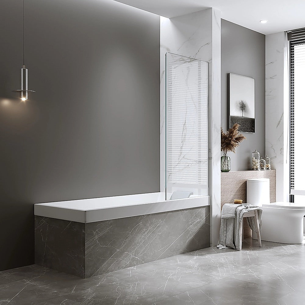 70cm Frameless Glass Bath Screen with Wall Channel - Chrome