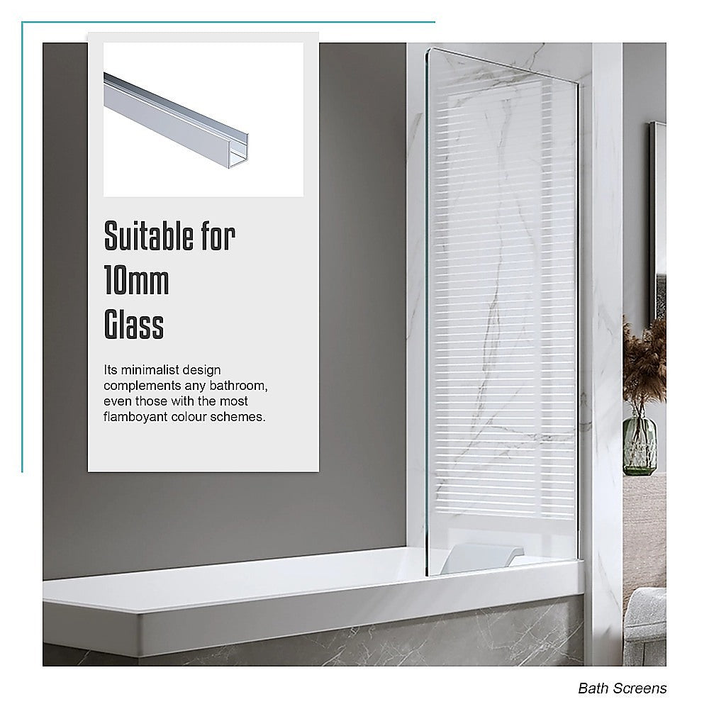 70cm Frameless Glass Bath Screen with Wall Channel - Chrome