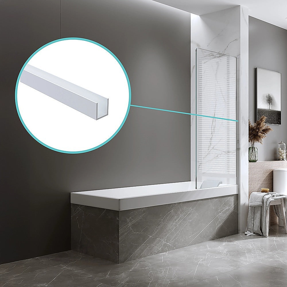 70cm Frameless Glass Bath Screen with Wall Channel - White