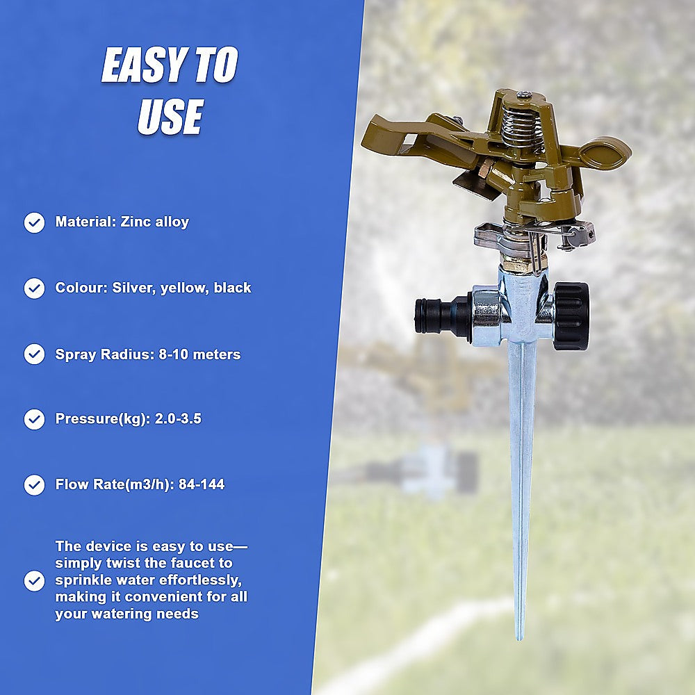 Easy to Install Irrigation Sprinkler 360 Degree Rotating Sprinkler Gun Zinc Alloy Adjustable Rocker Sprinkler