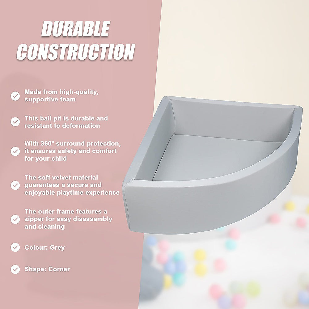 Corner Ball Pit Playpen Enclosure Grey