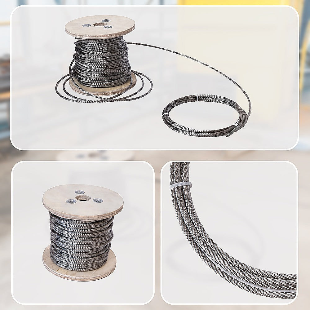 50m Stainless Steel Wire Rope Cable 5mm 316 A4 7x7 Balustrade Fence