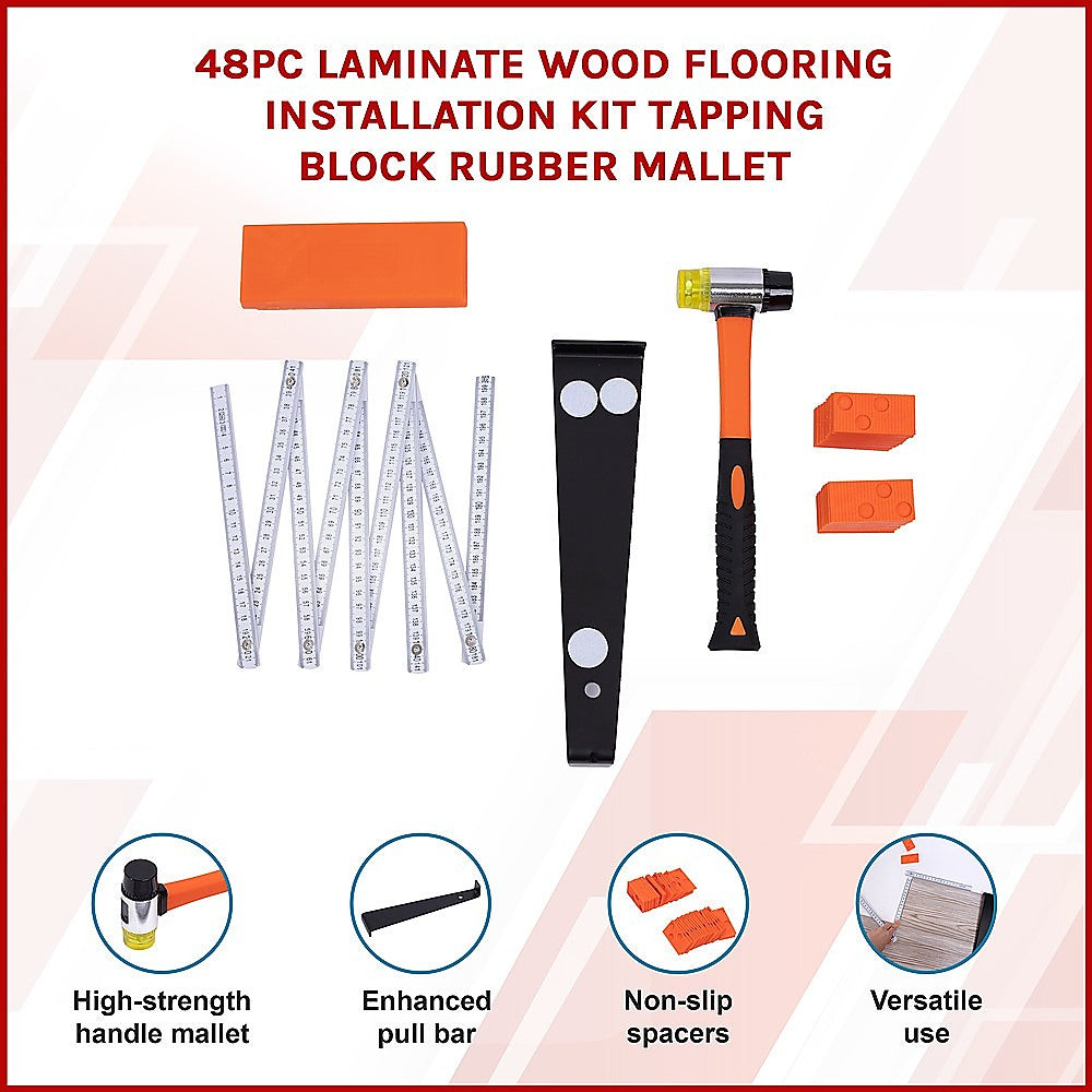 48Pc Laminate Wood Flooring Installation Kit Tapping Block Rubber Mallet