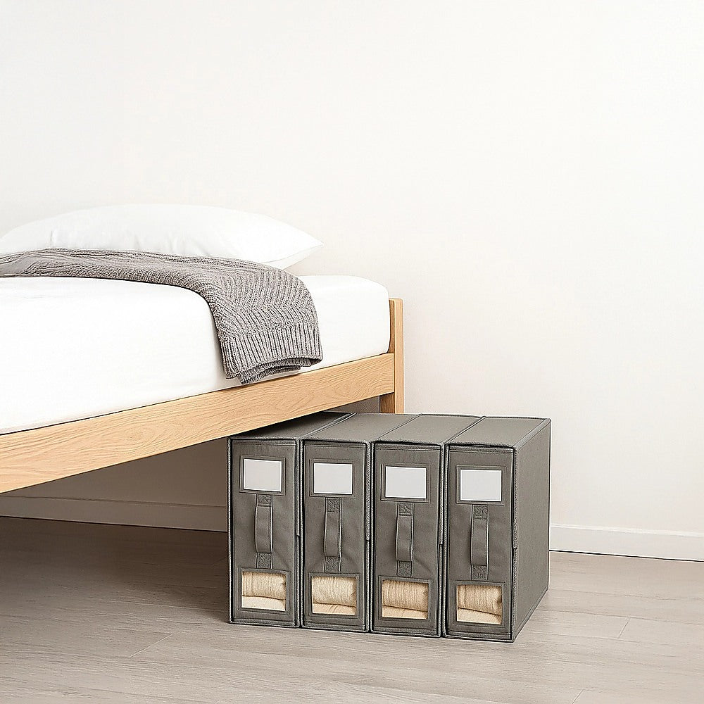 4PCS Foldable Bed Sheet Set Organizer Fabric Storage Bins with Handle Storage Box