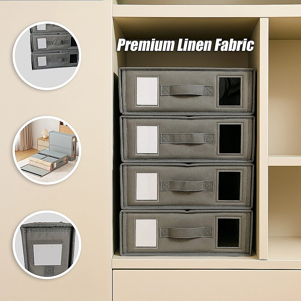 4PCS Foldable Bed Sheet Set Organizer Fabric Storage Bins with Handle Storage Box