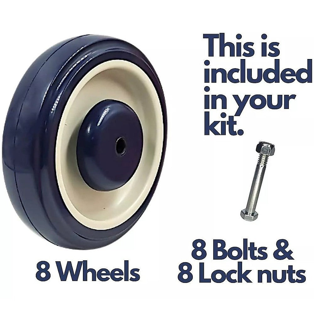 8 x 5  Diameter Wheels Nuts and Bolts included