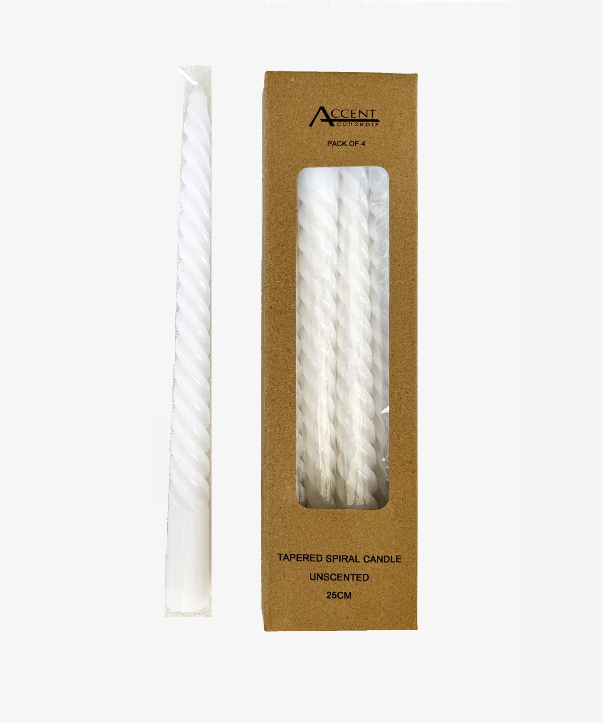 bulk 96 Spiral Dinner Candle White 25cm