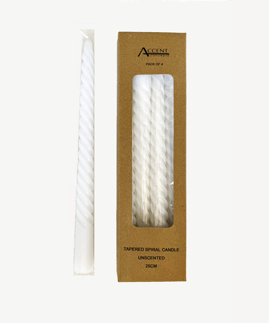 bulk 96 Spiral Dinner Candle White 25cm